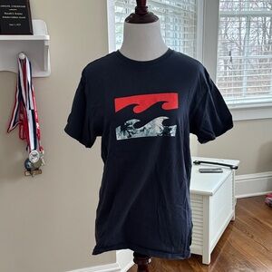 Billabong Men's Navy and Red Wave Tee